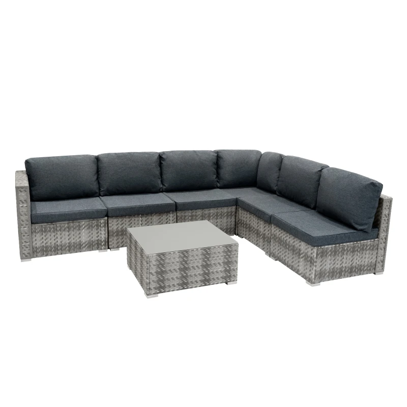 Image of Monstershop Rattan Modular 7 Piece Furniture Set - Grey Grey Unisex