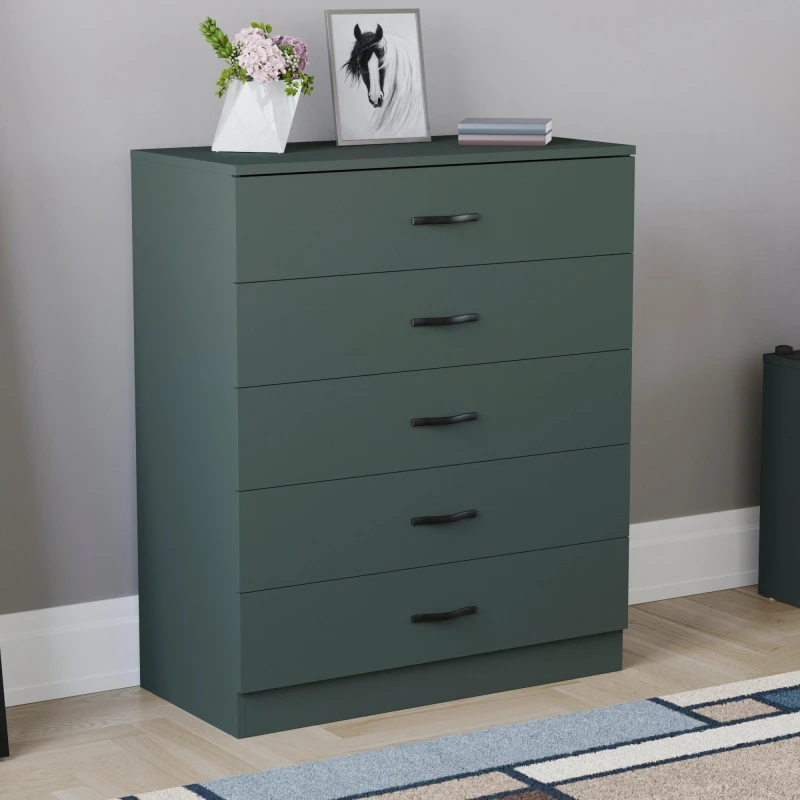 Image of Lassic Vida Designs Riano 5 Drawer Chest Jasper Green unisex 5 Drawers