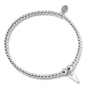 Image of Initial V Charm with Sterling Silver Ball Bead Bracelet