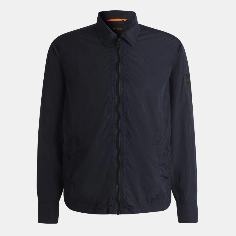 Image of Boss Mens Leejay1M Orange Overshirt Dark Blue 404 male S