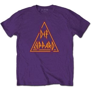 Image of Def Leppard - Classic Triangle Logo Unisex Medium T-Shirt - Purple