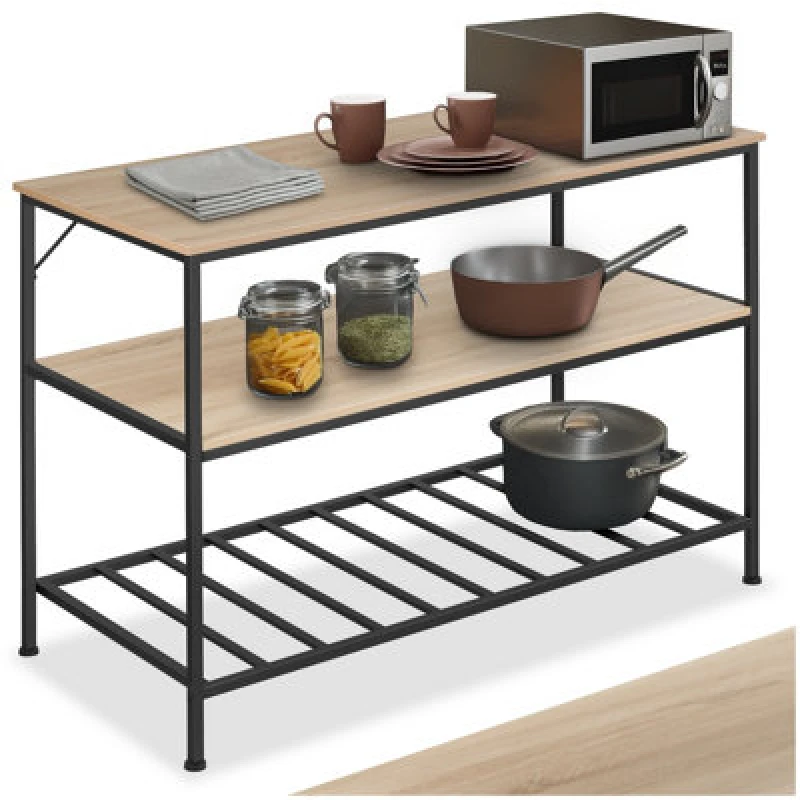 Image of Tectake Shelves Akeley - Industrial Style, 3 Shelving Tiers, 120 X 60 X 90.5cm - Industrial Wood Light, Oak Sonoma