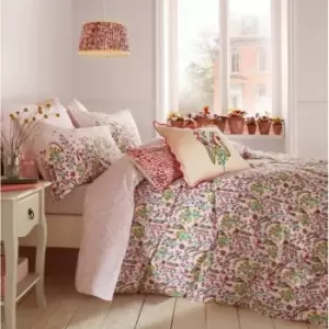 Image of Cath Kidston Paper Pansy PInk Duvet Set - Single, Cotton, Floral - ["Multi","White","Pink","Green"]