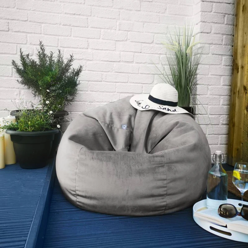 Image of Rucomfy Slouchbag Velvet Beanbag Grey QJHPP Unisex