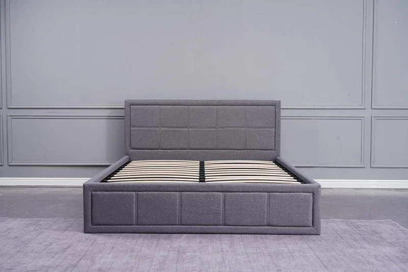 Image of KOSY KOALA Ottoman Storage Bed grey small double 4ft 6 fabric and 1 Mattress wooden bedroom furniture Grey