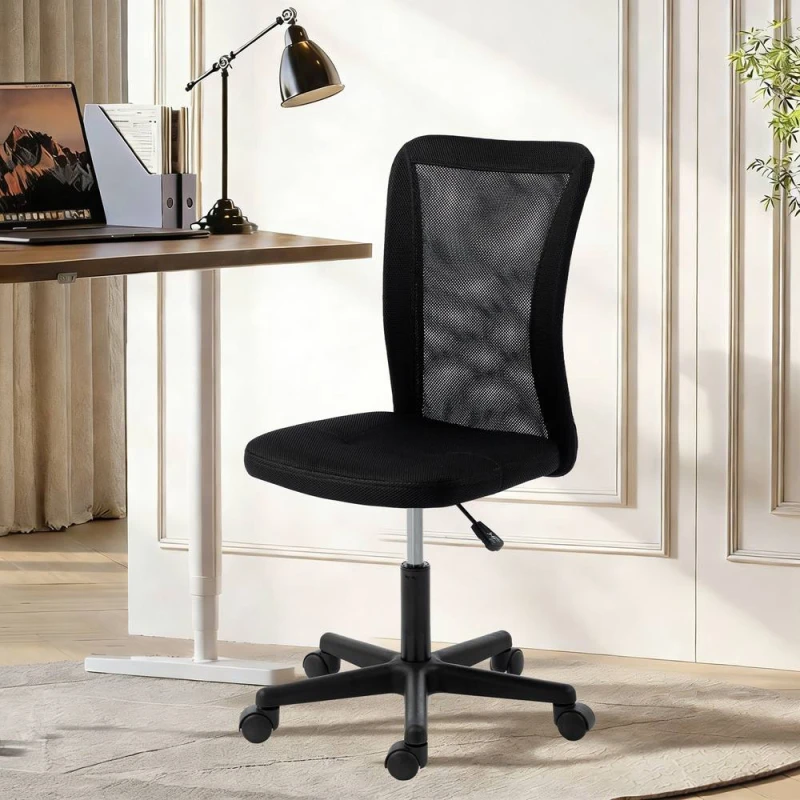 Image of VINSETTO Armless Office Chair, Swivel Desk Chair w/ Adjustable Height, Black Unisex