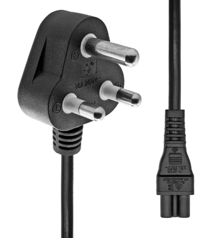 Image of ProXtend Angled Type D (India) to C5 Power Cord Black 2m