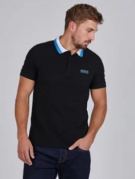 Image of Barbour International Ampere Collar Detail Polo - Black