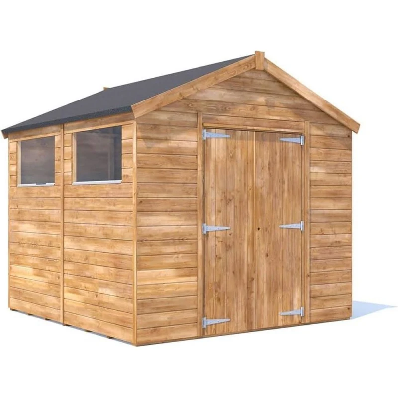 Image of Dunster House Bike Shed Storage 2.4 X 2.4M (8' X 8') 15mm Walls Garden Building Wooden Apex Roof With Window, Overlord Modular