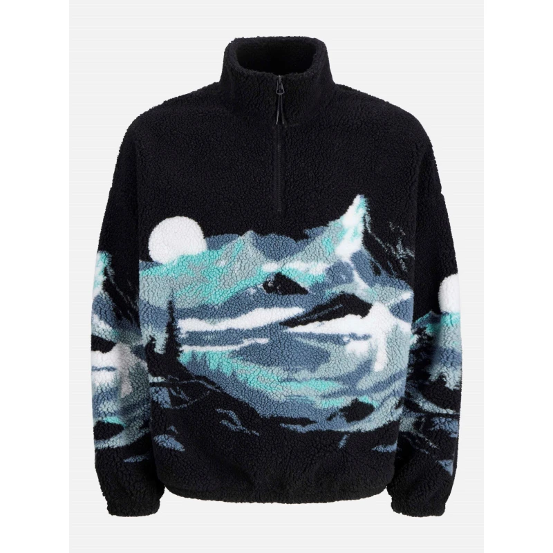 Image of Jack and Jones Bear Mountain Teddy Fleece Half Zip Top Mens Black mountain male M