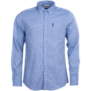 Image of Barbour Linen Mix 1 Tailored Shirt - Blue BL33