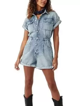 Image of Free People Marci Cuffed Shortall - Blue