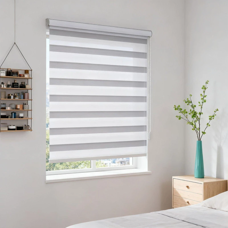 Image of LIFE IDEAS Zebra Roller Shades Blinds White unisex 105x150cm