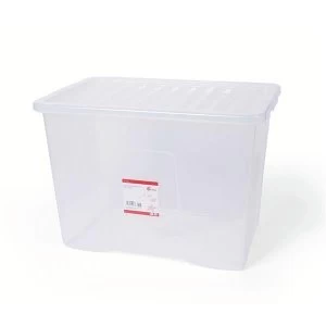 Image of 5 Star Office Storage Box Plastic with Lid Stackable 80 Litre Clear