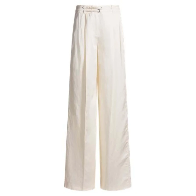 Image of Boss Taualy-W Relaxed Fit Wide Leg Trousers White female 8