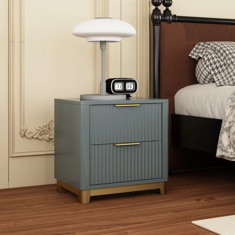 Image of Cabinet Bits Molino 2 Drawer Bedside Table in Grey Grey Unisex