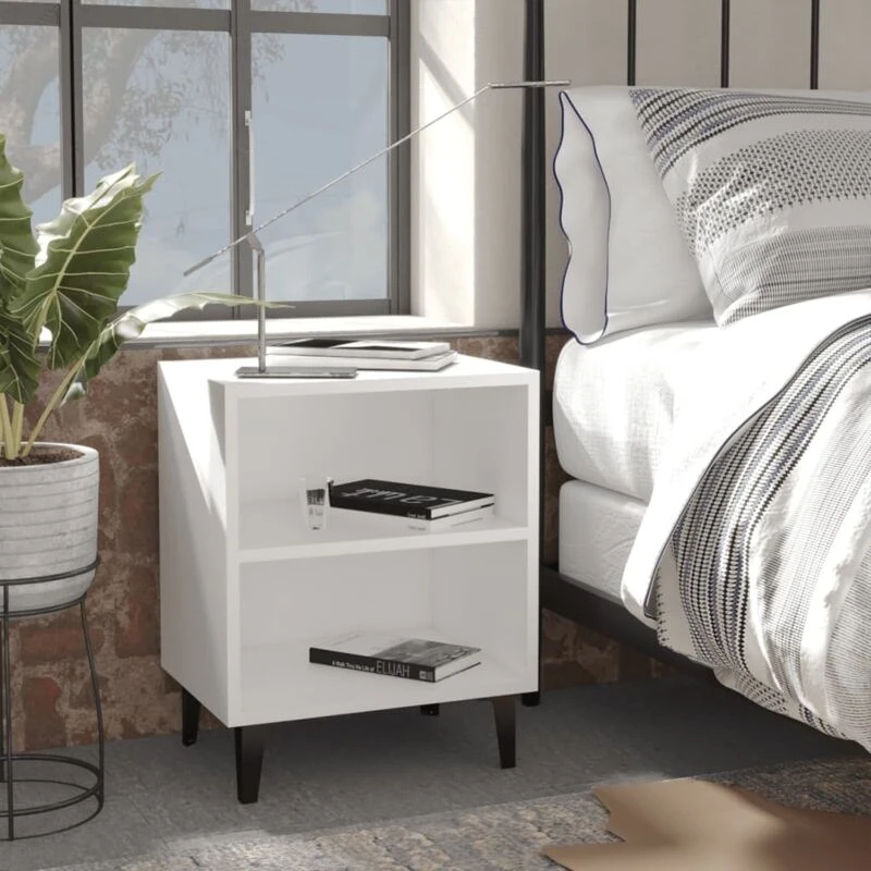 Image of VIDAXL Bed Cabinets with Metal Legs 2 pcs White 40x30x50cm Vidaxl 8720286356074