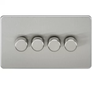Image of KnightsBridge 60-400W 4G 2 Way Screwless Brushed Chrome 230V Electric Dimmer Switch