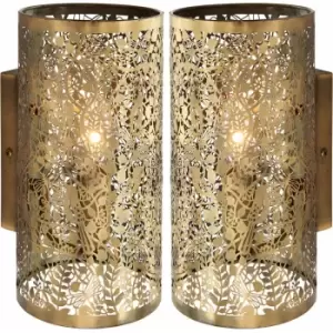 Image of Loops - 2 pack Dimming LED Wall Light Pretty Brass Birds Steel Shade Modern Lamp Fitting