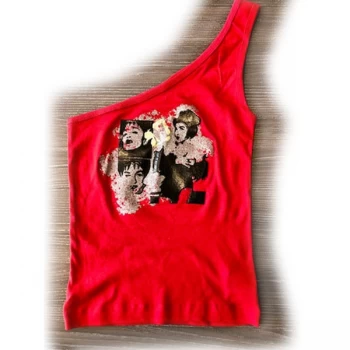 Image of Madonna - Shoulder Ladies Small T-Shirt Vest - Red