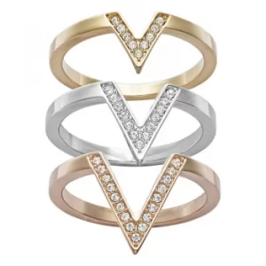 Image of Ladies Swarovski Two-tone steel/gold plate Size S Delta Ring 60