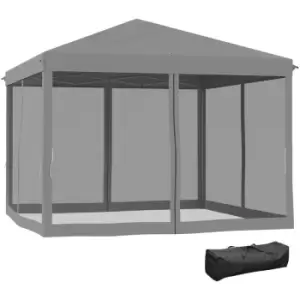 Image of Heavy Duty Pop Up Gazebo with Removable Mesh Sidewall Netting Gray - Light Grey - Outsunny