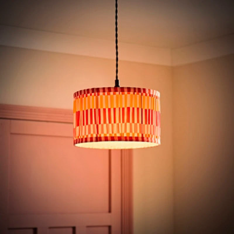 Image of ValueLights ValueLights Rae Pleated Stripe Multicolour Drum Easy Fit Light Lamp Shade and Bulb Size: Small Multi Small Unisex 5059406069666