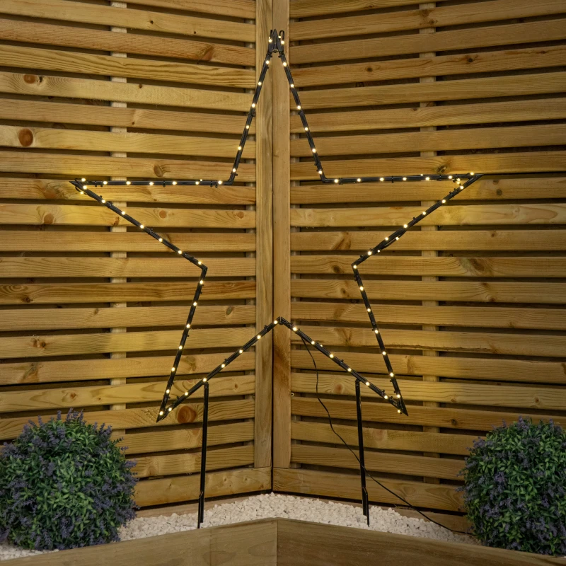 Image of 90cm Light up Dewdrop Metal Christmas Star with Garden Stake & Warm White LEDs