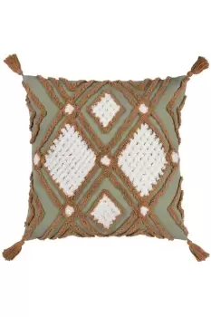 Image of Aquene Tufted Tasselled Polyester Filled Cushion