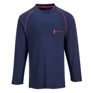 Image of Biz Flame Mens Long Sleeve Flame Resistant T Shirt Navy 4XL