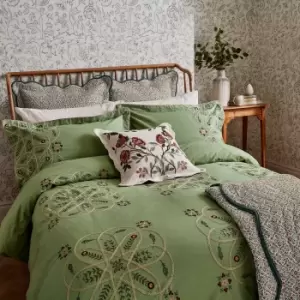 Image of William Morris Brophy Embroidery Kingsize Duvet Cover, Green