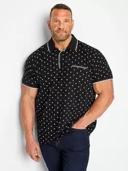 Image of BadRhino Tipped Paisley Polo, Black, Size L, Men