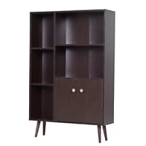 Image of Homcom Bookcase Brown with Pine Wood Legs Walnut
