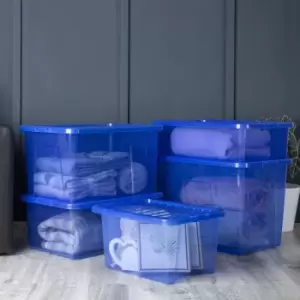 Image of Wham Multisize Crystal Stackable Plastic Blue Storage Box and Lid Set 5 Piece