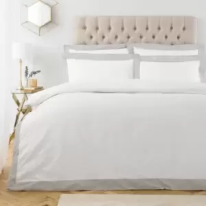 Image of Paoletti Harvard Double Duvet Cover Set Cotton Grey