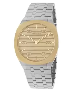 Image of Gucci 25H Golden Dial Steel Womens Watch YA163403 YA163403
