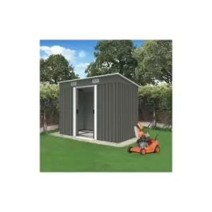 Image of BIRCHTREE Garden Shed Metal Pent Roof 4FT X 8FT Grey and White