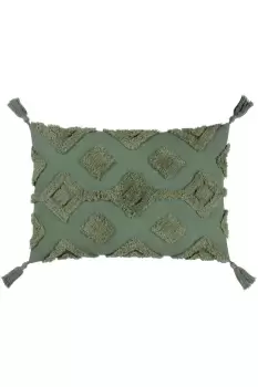 Image of Dharma Tufted Cotton Tasselled Polyester Filled Cushion