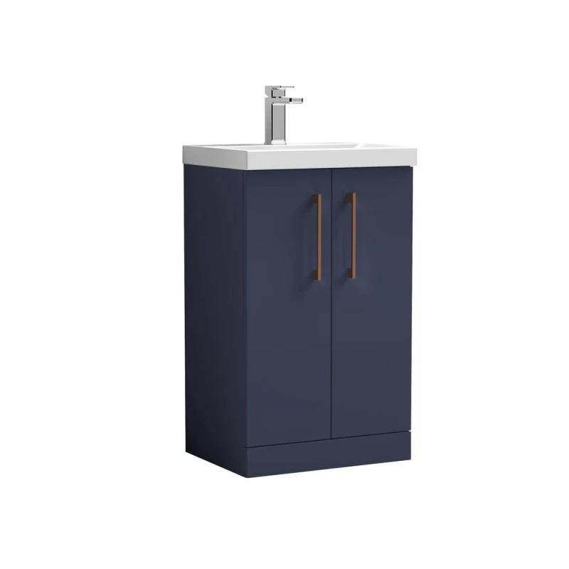 Image of Balterley Modern Bathroom 2 Soft Close Door Vanity Unit Basin, Blue, 500mm in Blue Blue Unisex
