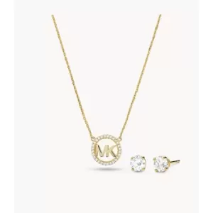 Image of Michael Kors Womens 14K -Plated Sterling Silver Necklace Box Set - Gold