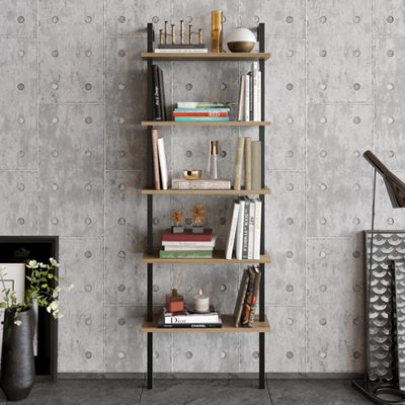 Image of Decorotika Piante Bookcase Shelving Unit Black & Oak