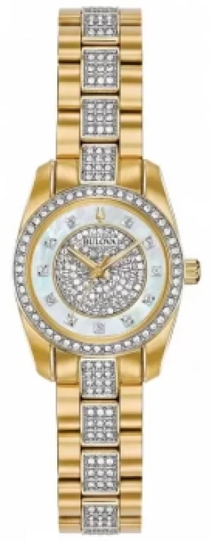Image of Bulova Womens Two Tone Crystal Set Bracelet Dial 98L241 Watch