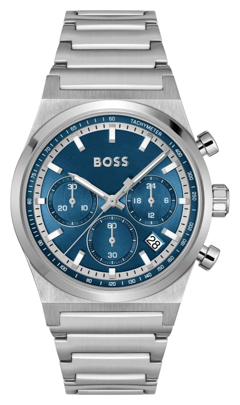 Image of BOSS 1514250 Candor Chronograph (41mm) Blue Dial / Stainless Watch