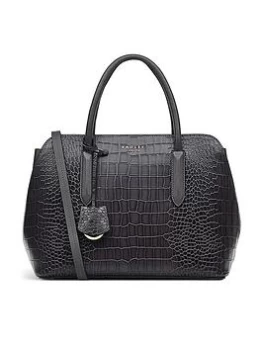 Image of Radley Liverpool Street 2.0 Leather Faux Croc Medium Ziptop Multiway - Thunder