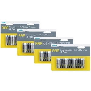 Image of Maplin Extra Long Life High Performance Alkaline AAA 1.5V Batteries x48 (4x 12 Pack)