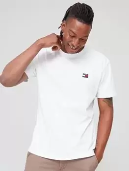Image of Tommy Jeans Classic Badge Logo T-Shirt - White, Size S, Men