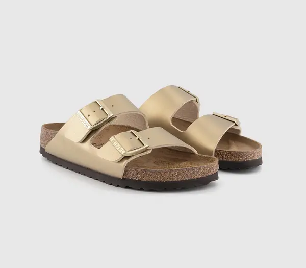 Image of Birkenstock Womens Arizona Two Strap Sandals Glamour Gold In Multi, 3