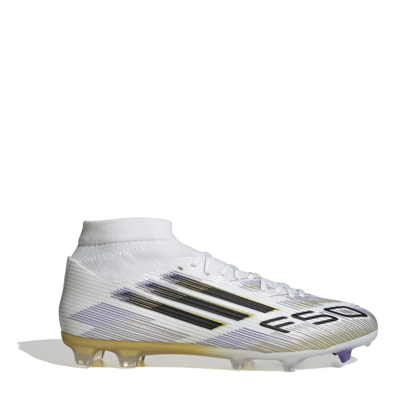 Image of adidas F50 League Mens Firm Ground Football Boots White/Blk/Gold male 8 (42)