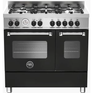 Image of Bertazzoni MAS90-5-MFE-D-NEE Master Series 90cm Double Oven Dual Fuel Range Cooker - Black