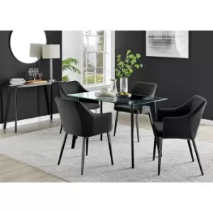 Image of Furniture Box Malmo Glass and Black Leg Dining Table & 4 Black Calla Black Leg Chairs